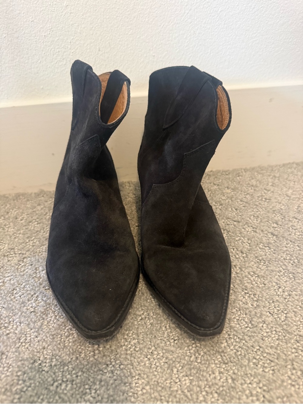 Isabel Marant Black Suede Western Ankle Boots